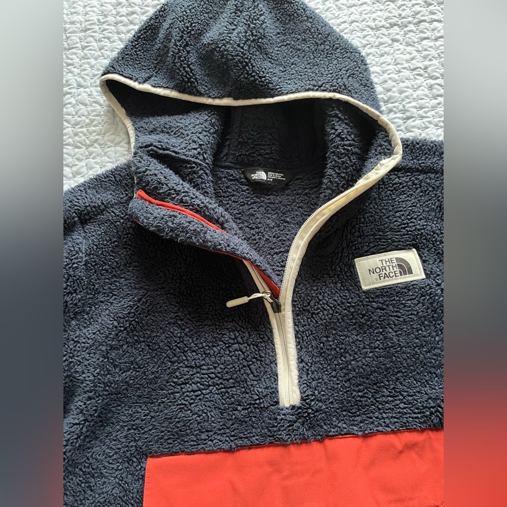 The North Face Campshire Sherpa Fleece Hoodie Hooded Jacket navy medium